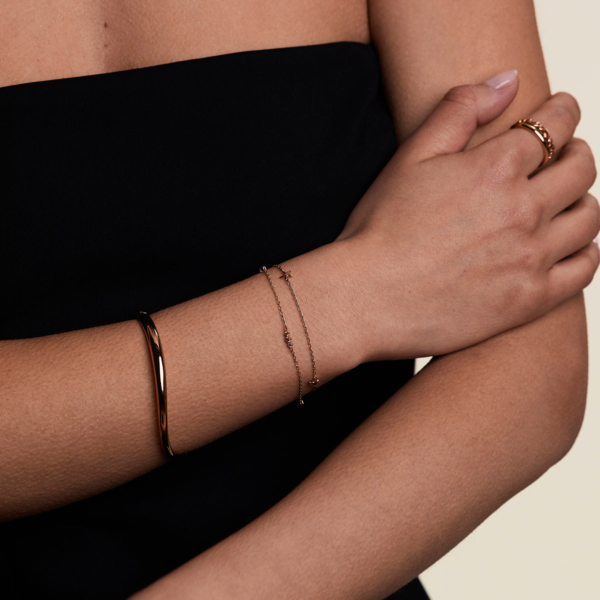Starfish Double Chain Bracelet in Gold-Astrid & Miyu