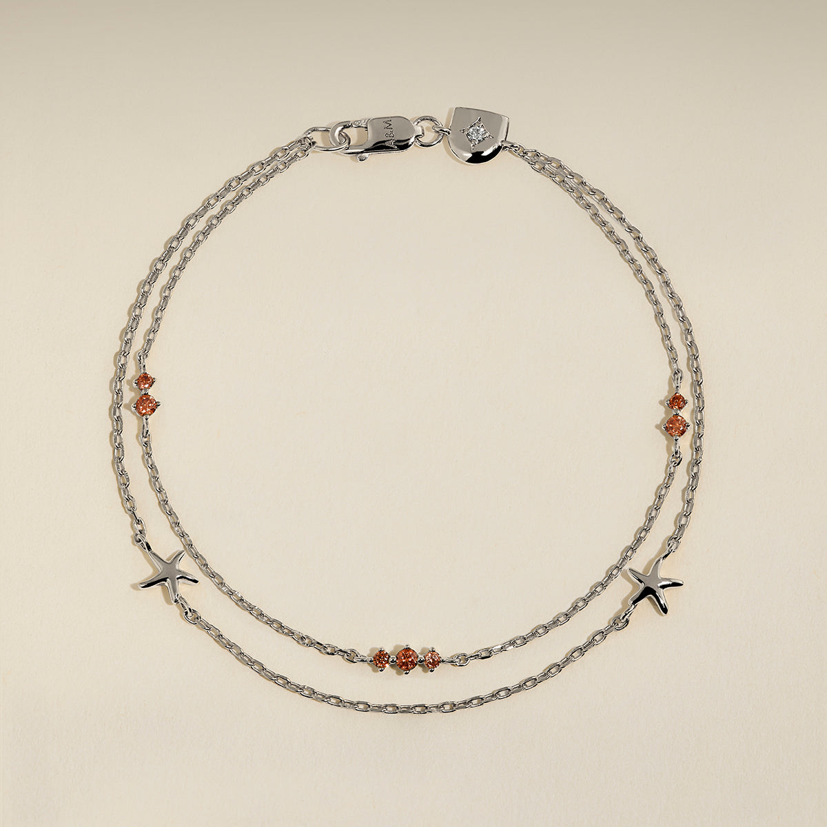 Starfish Double Chain Bracelet in Silver-Astrid & Miyu
