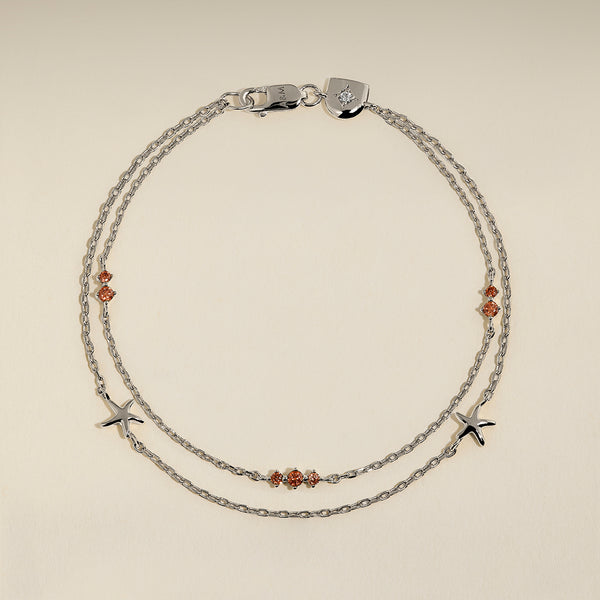 Starfish Double Chain Bracelet in Silver-Astrid & Miyu
