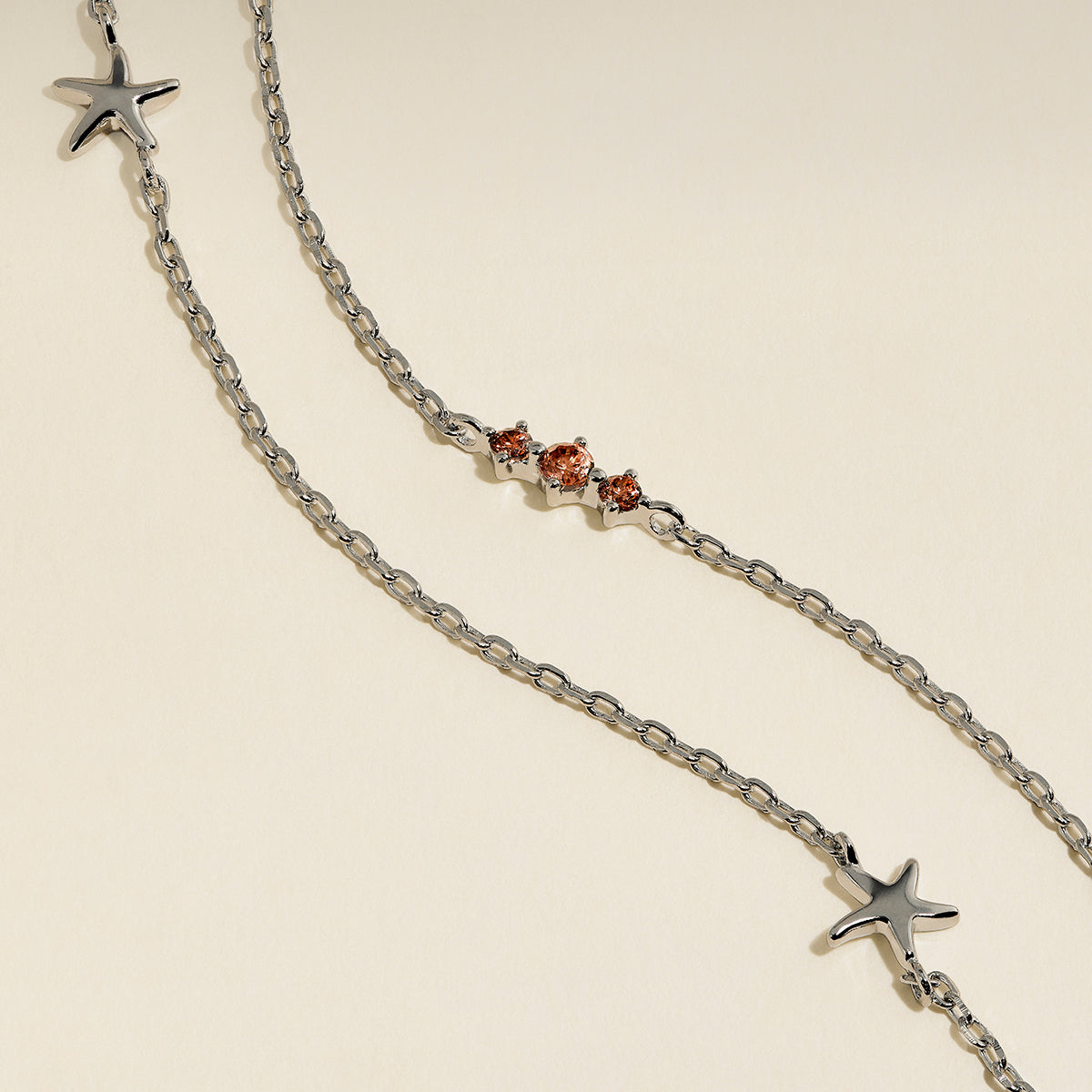 Starfish Double Chain Bracelet in Silver-Astrid & Miyu