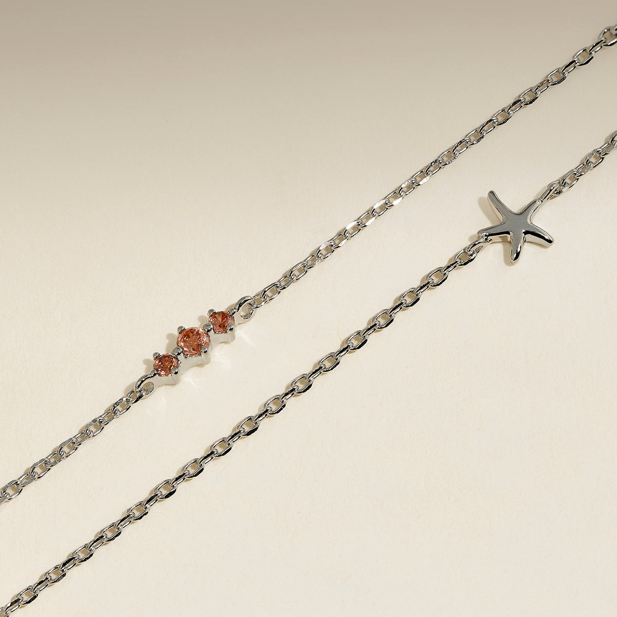 Starfish Double Chain Bracelet in Silver-Astrid & Miyu