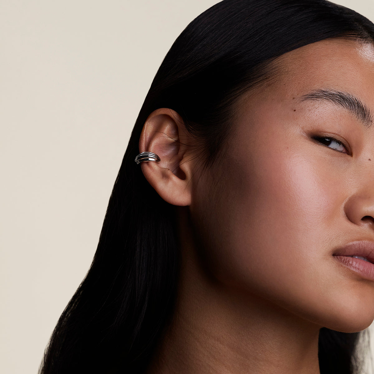 Ripple Wave Ear Cuff in Silver-Astrid & Miyu