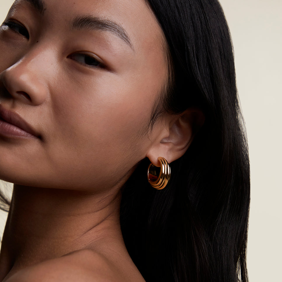 Ripple Wave Hoops in Gold-Astrid & Miyu