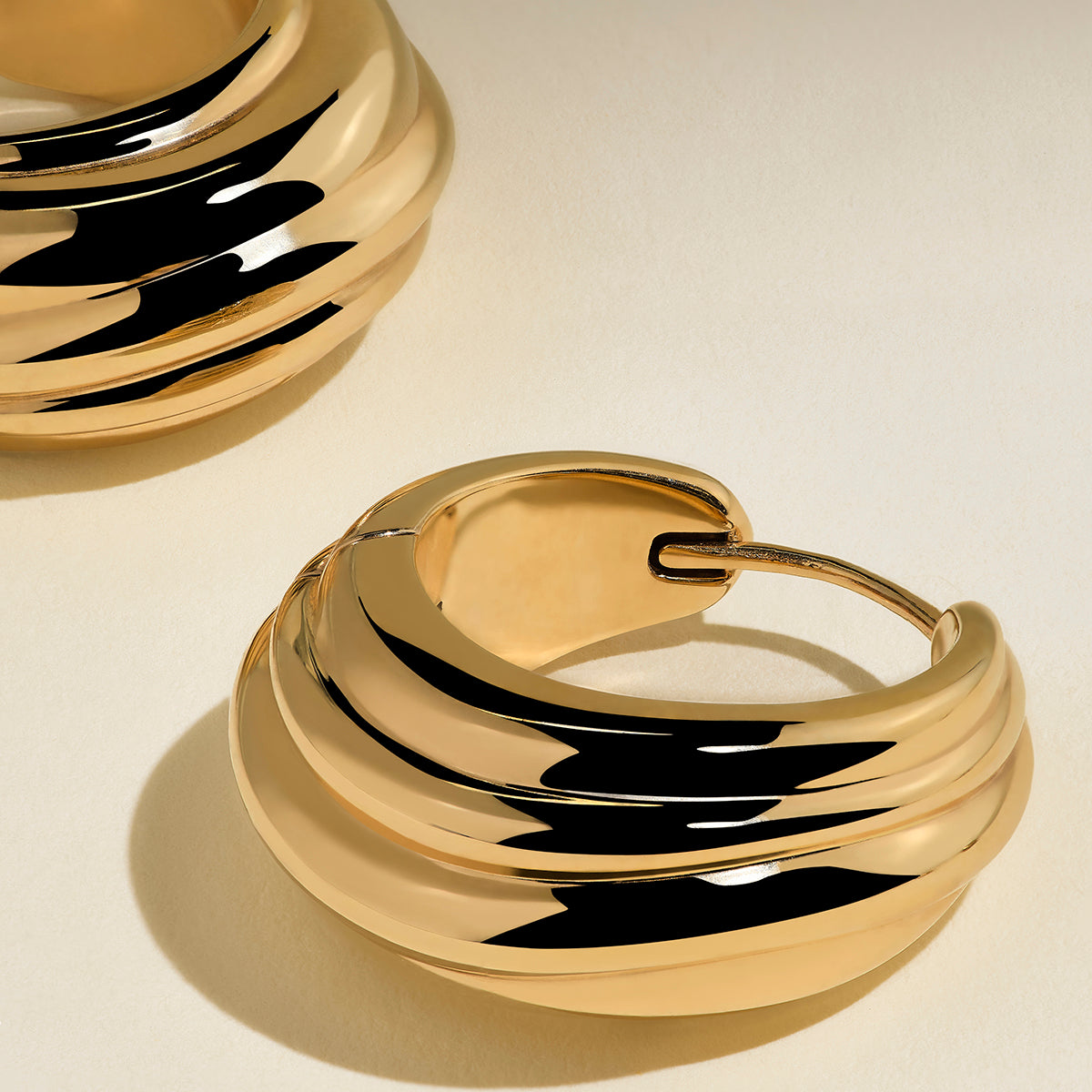 Ripple Wave Hoops in Gold-Astrid & Miyu