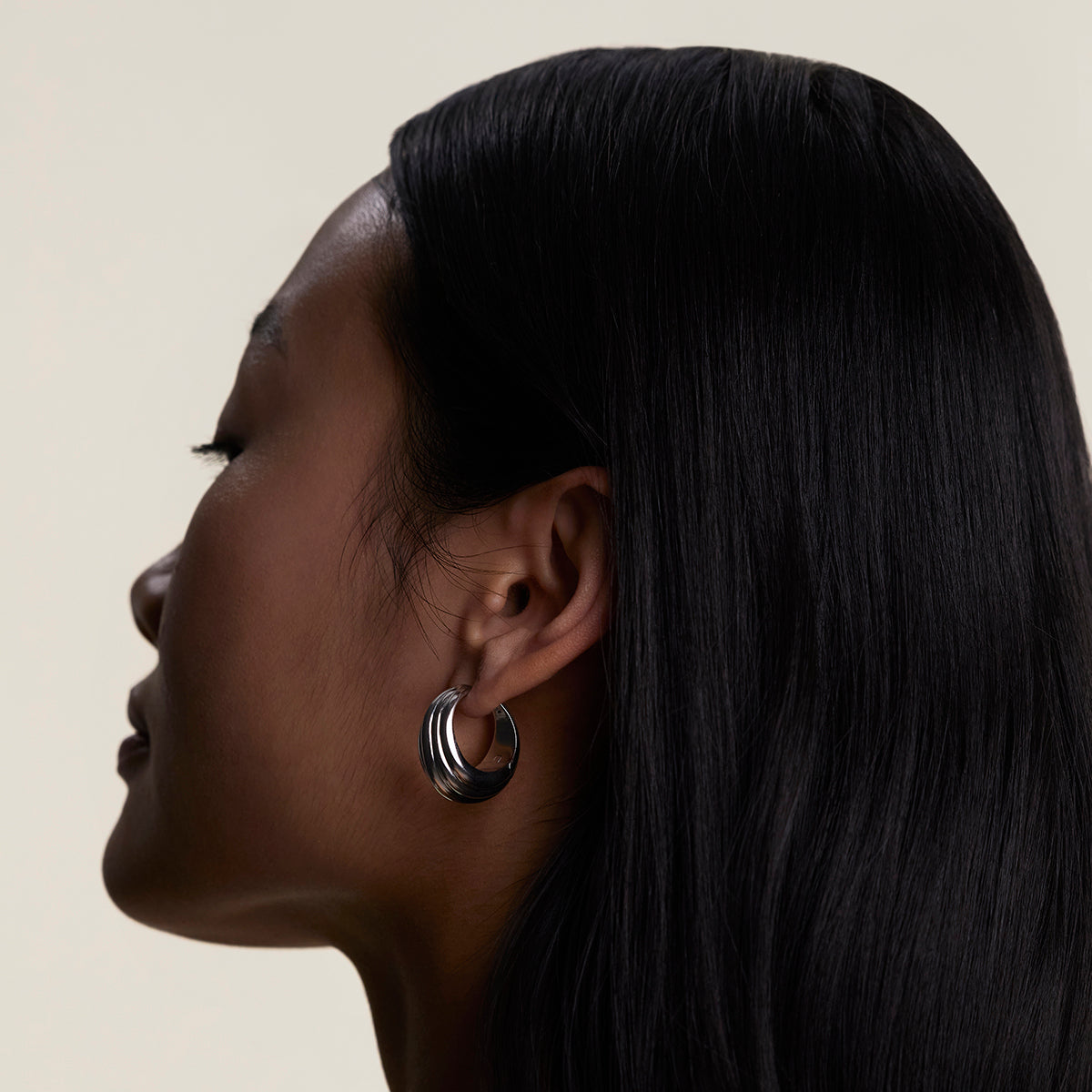 Ripple Wave Hoops in Silver-Astrid & Miyu