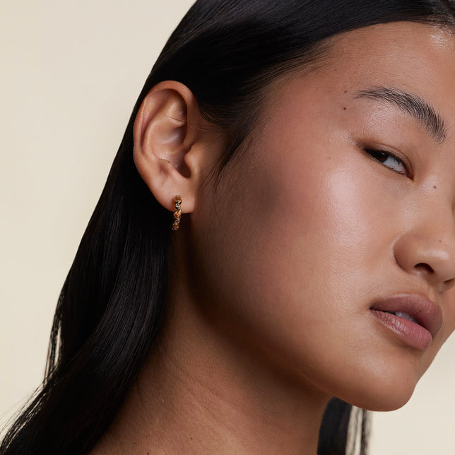 Sunset Pear Hoops in Gold-Astrid & Miyu