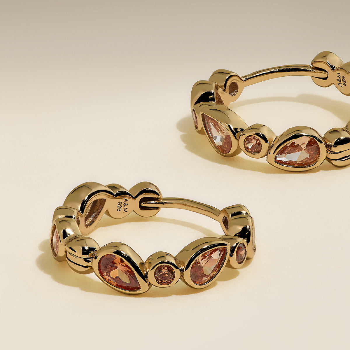 Sunset Pear Hoops in Gold-Astrid & Miyu