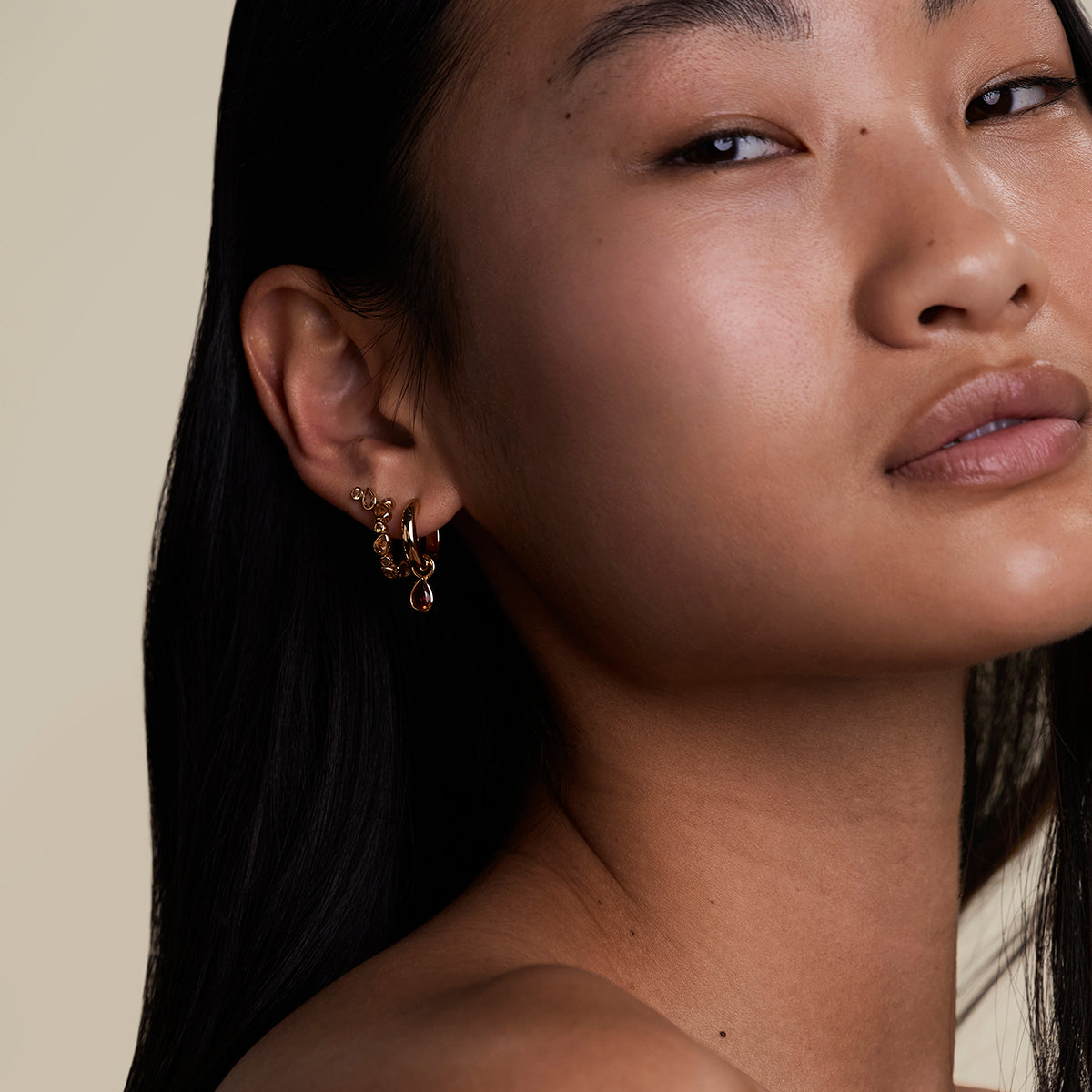 Sunset Pear Hoops in Gold-Astrid & Miyu
