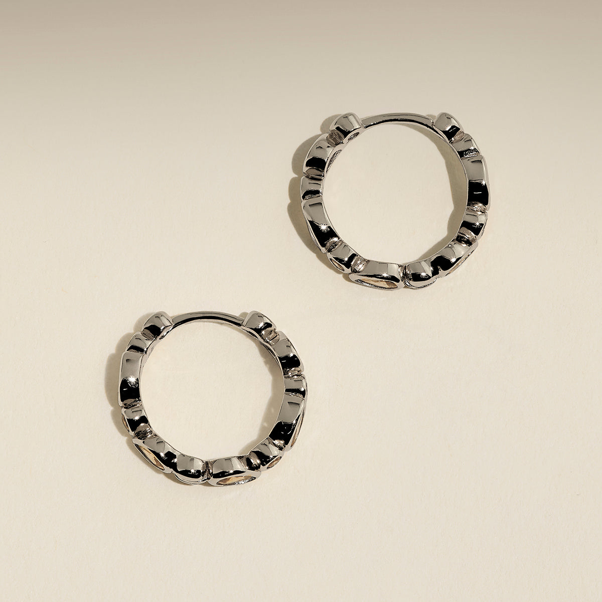 Sunset Pear Hoops in Silver-Astrid & Miyu