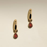 Sunset Pear Charm Hoops in Gold-Astrid & Miyu
