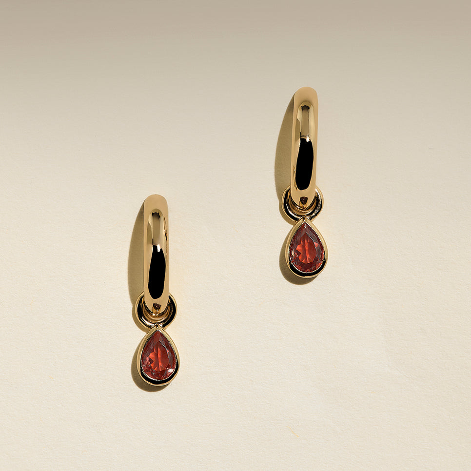 Sunset Pear Charm Hoops in Gold-Astrid & Miyu