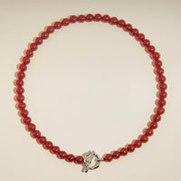 Sunset Red Beaded Necklace in Silver-Astrid & Miyu
