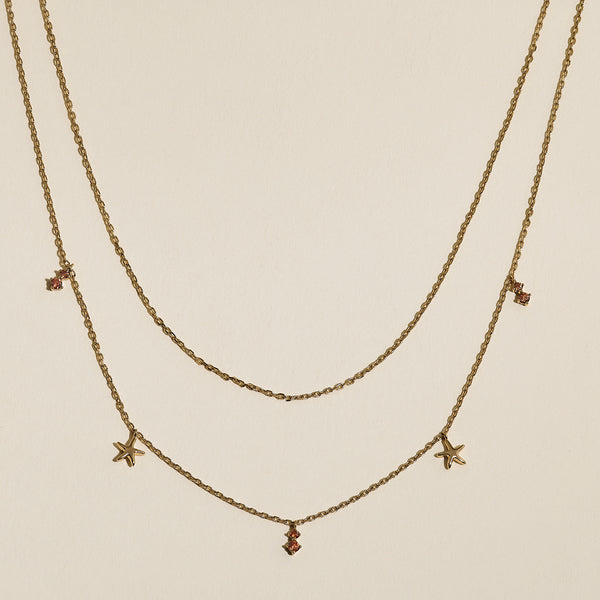 Starfish Double Chain Necklace in Gold-Astrid & Miyu
