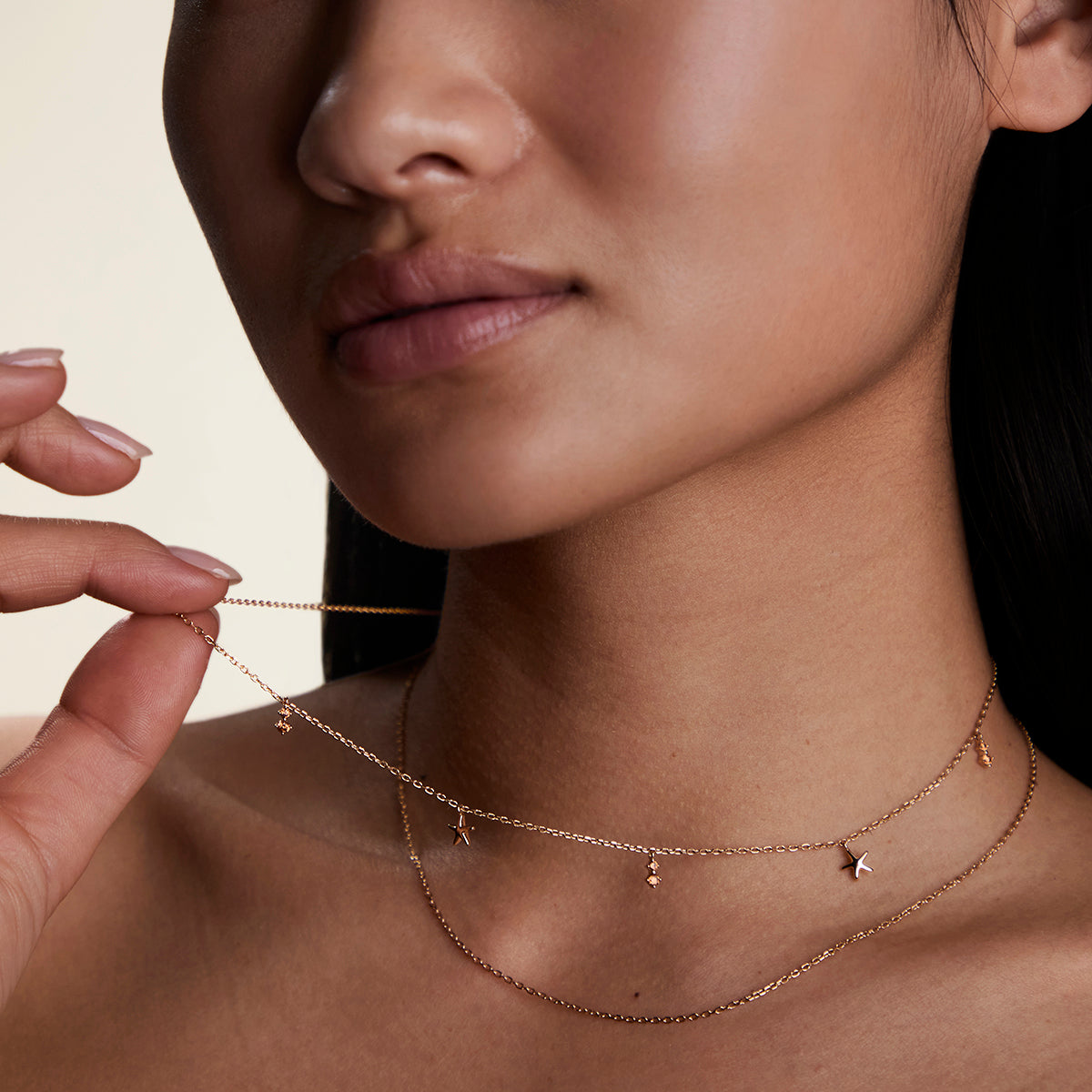 Starfish Double Chain Necklace in Gold-Astrid & Miyu