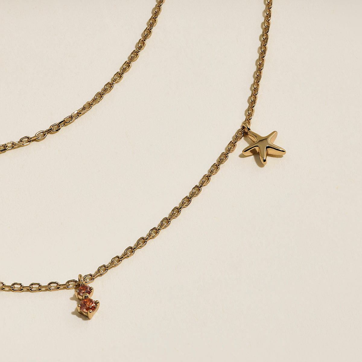 Starfish Double Chain Necklace in Gold-Astrid & Miyu