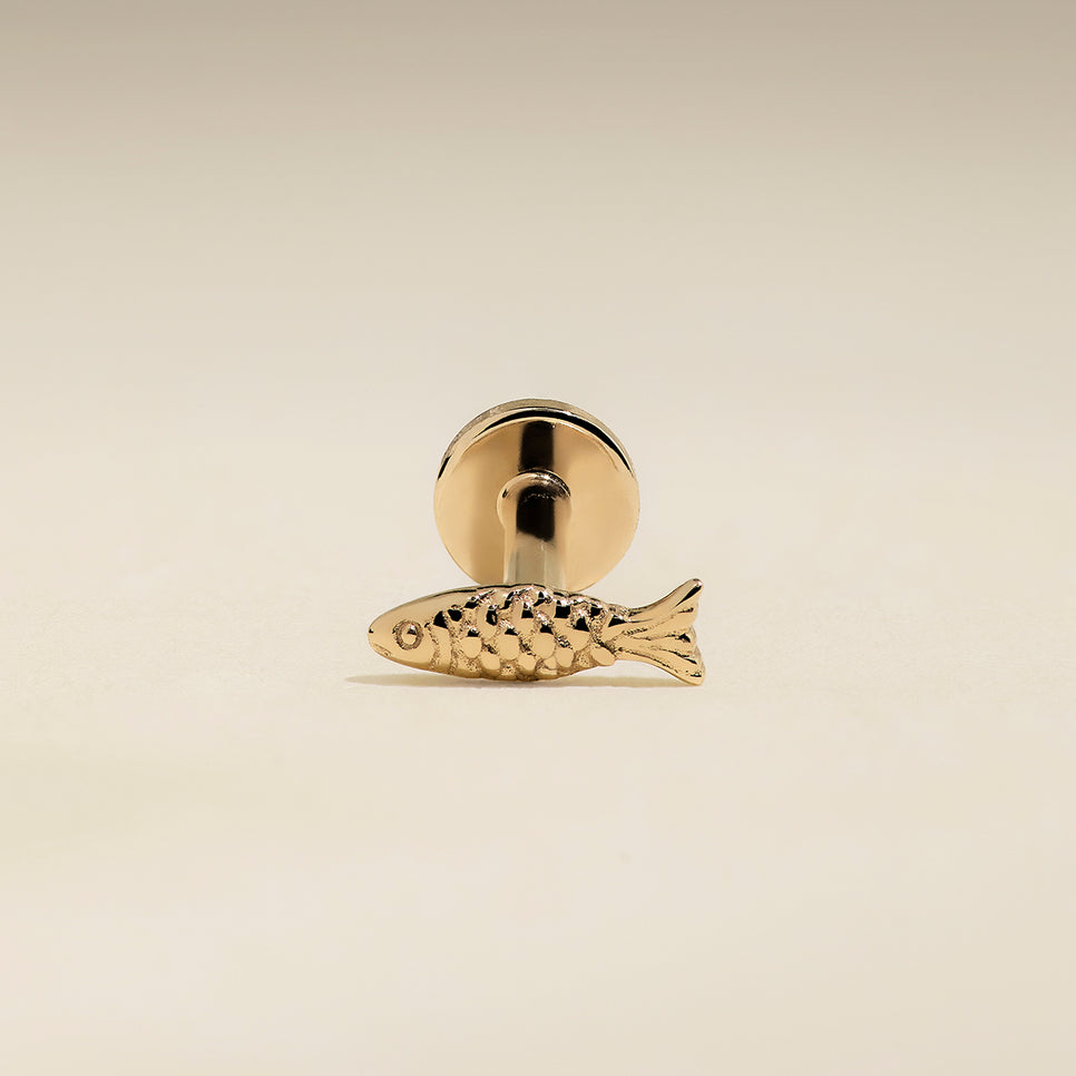 Fish Piercing Stud in Solid Gold-Astrid & Miyu