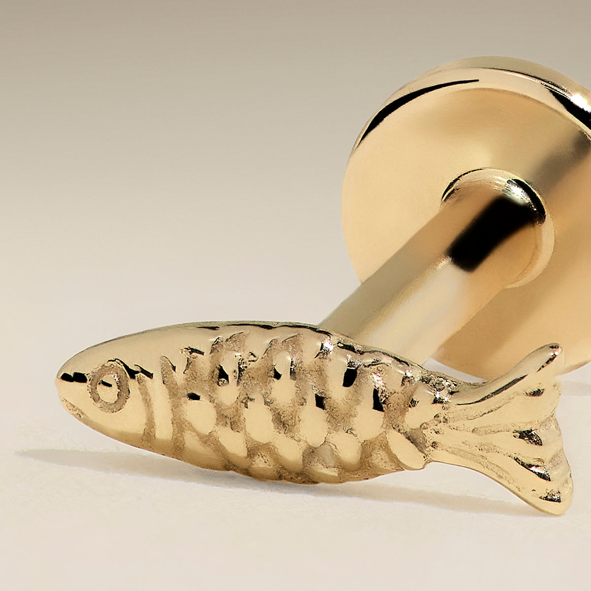 Fish Piercing Stud in Solid Gold-Astrid & Miyu