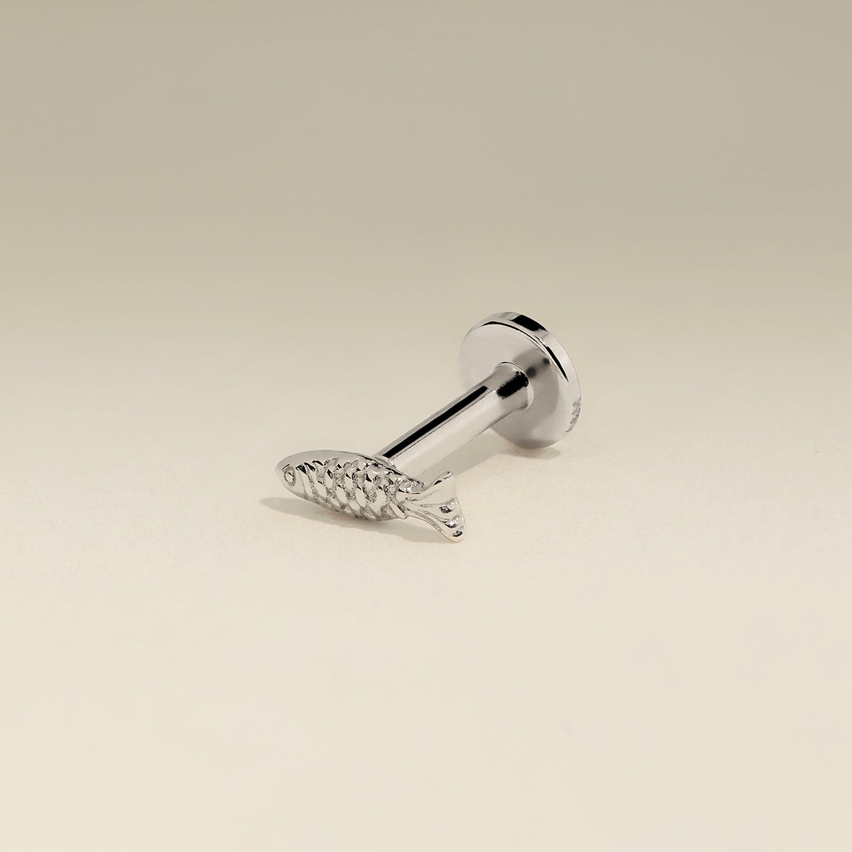 Fish Piercing Stud in Solid White Gold-Astrid & Miyu