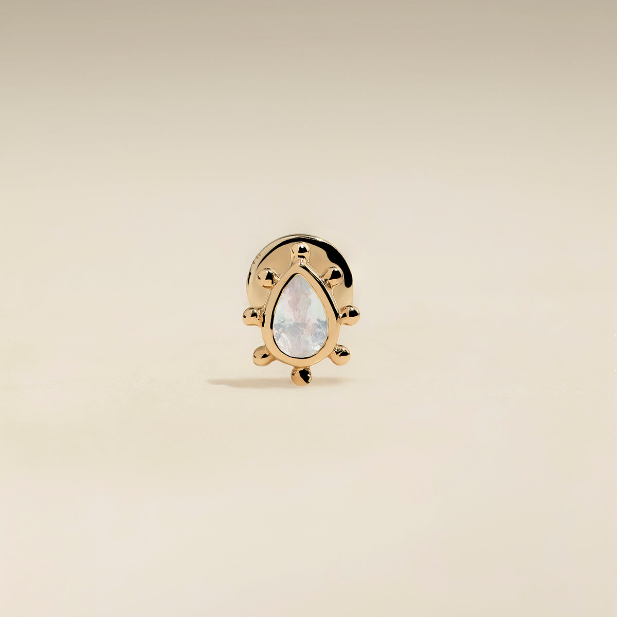 Moonstone Beaded Piercing Stud in Solid Gold-Astrid & Miyu