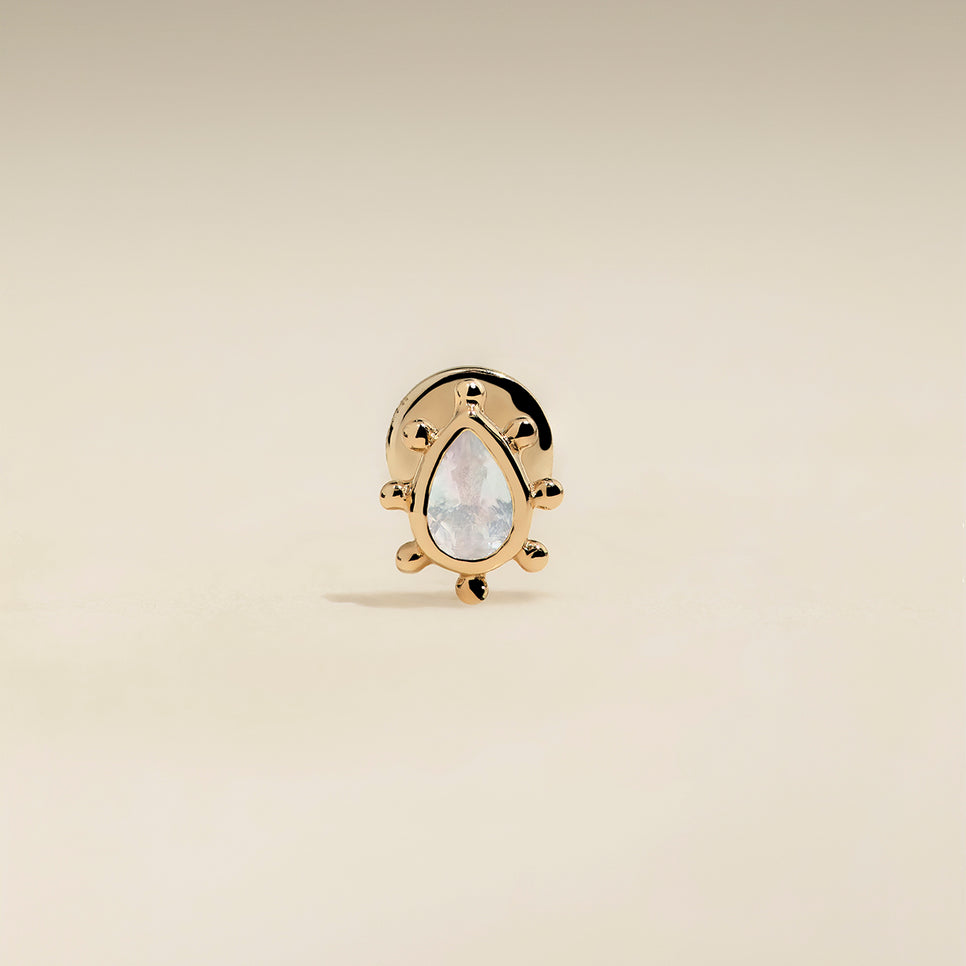 Moonstone Beaded Piercing Stud in Solid Gold-Astrid & Miyu