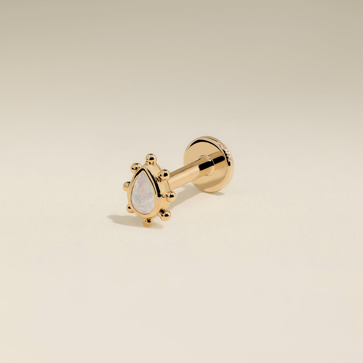 Moonstone Beaded Piercing Stud in Solid Gold-Astrid & Miyu