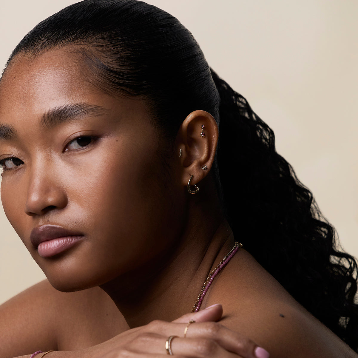 Solstice Piercing Stud in Solid Gold-Astrid & Miyu