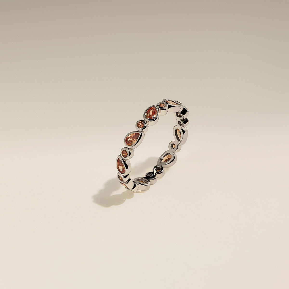 Sunset Pear Band Ring in Silver-Astrid & Miyu
