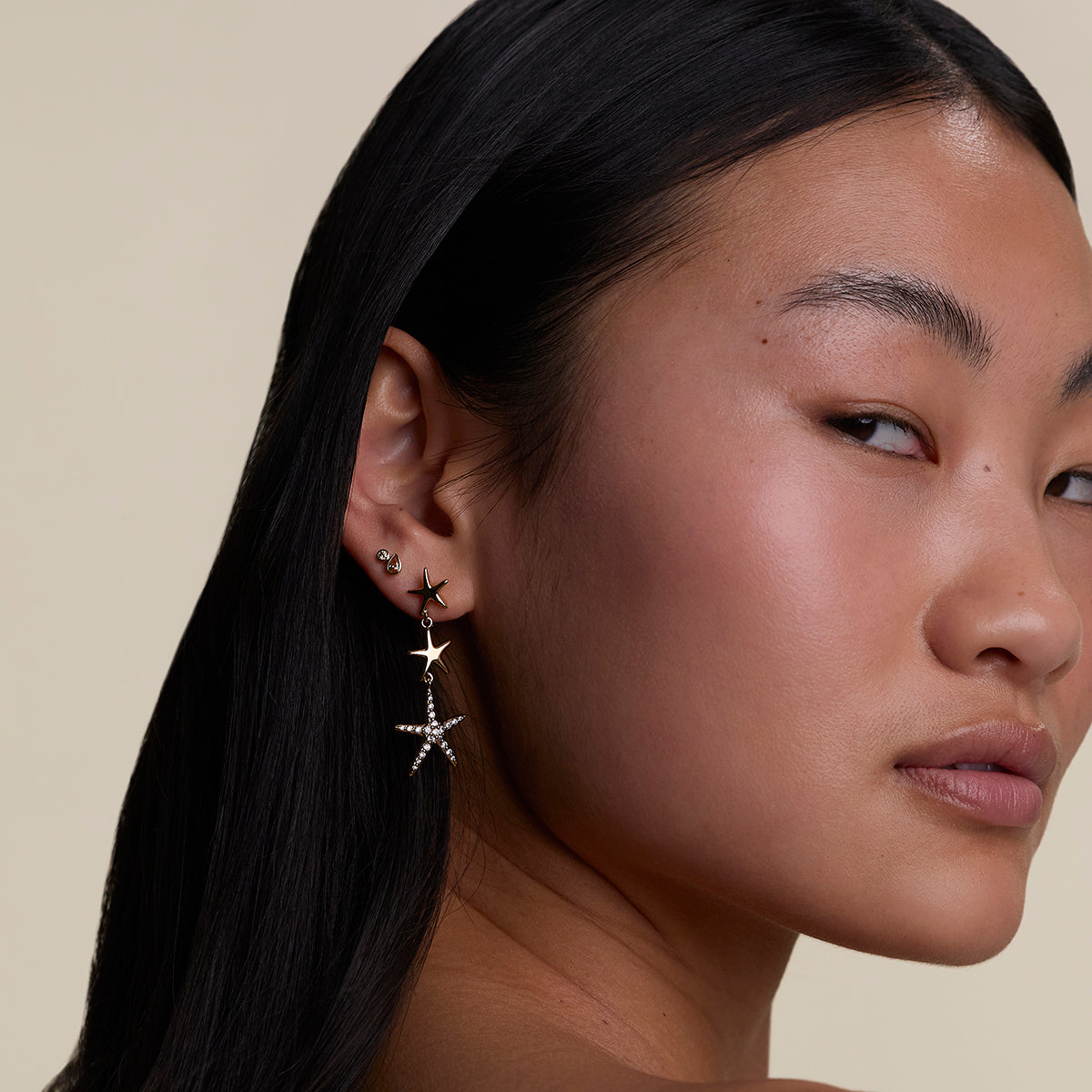 Starfish Drop Studs in Gold-Astrid & Miyu