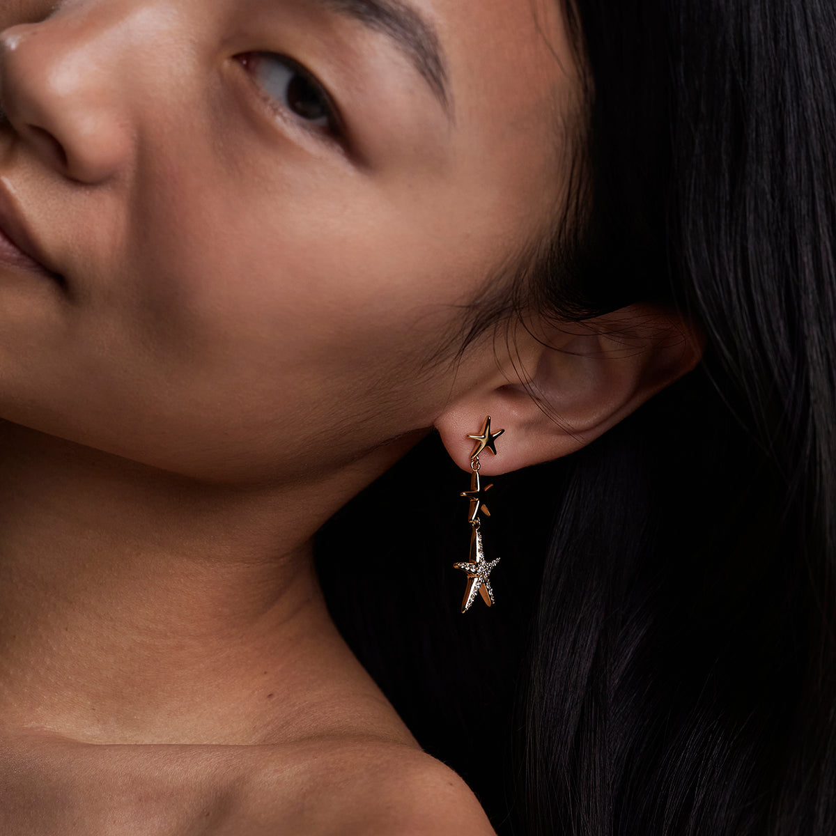 Starfish Drop Studs in Gold-Astrid & Miyu