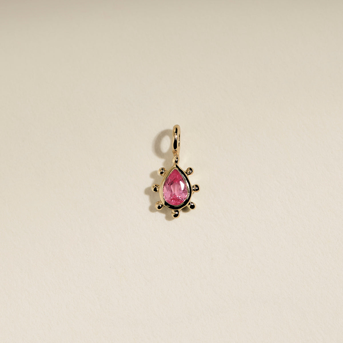 Pink Sapphire Beaded Charm 9k Gold-Astrid & Miyu