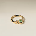 Diamond & Green Sapphire Pear Daith Hoop in Solid Gold-Astrid & Miyu