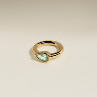 Green Sapphire Pear Seamless Piercing Hoop in Solid Gold-Astrid & Miyu