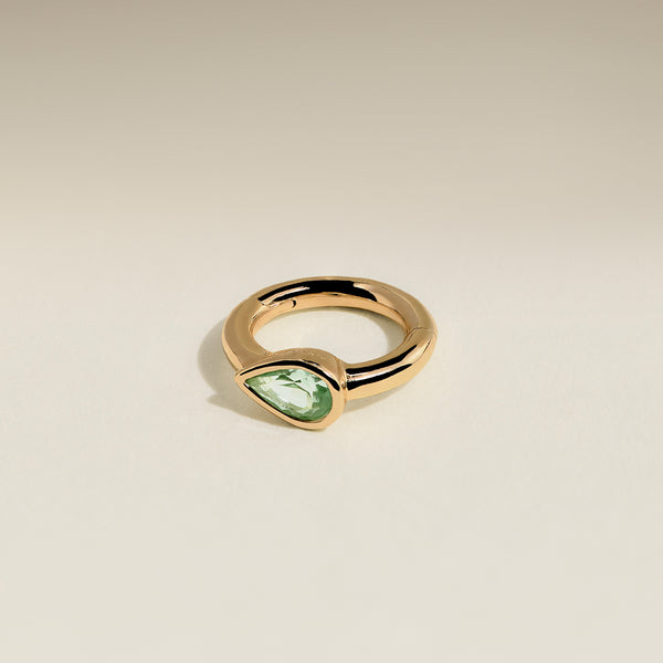 Green Sapphire Pear Seamless Piercing Hoop in Solid Gold-Astrid & Miyu