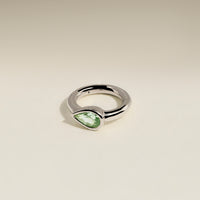 Green Sapphire Pear Seamless Piercing Hoop in Solid White Gold-Astrid & Miyu