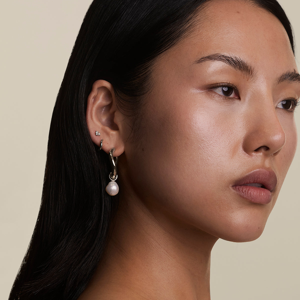 Serenity Pearl Charm XL Hoops in Silver-Astrid & Miyu