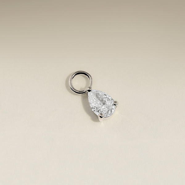 Diamond April Earring Charm in Solid White Gold-Astrid & Miyu