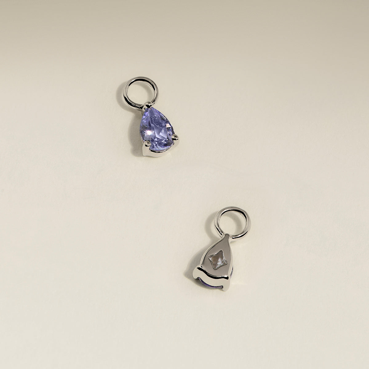 Tanzanite December Earring Charm in Solid White Gold-Astrid & Miyu