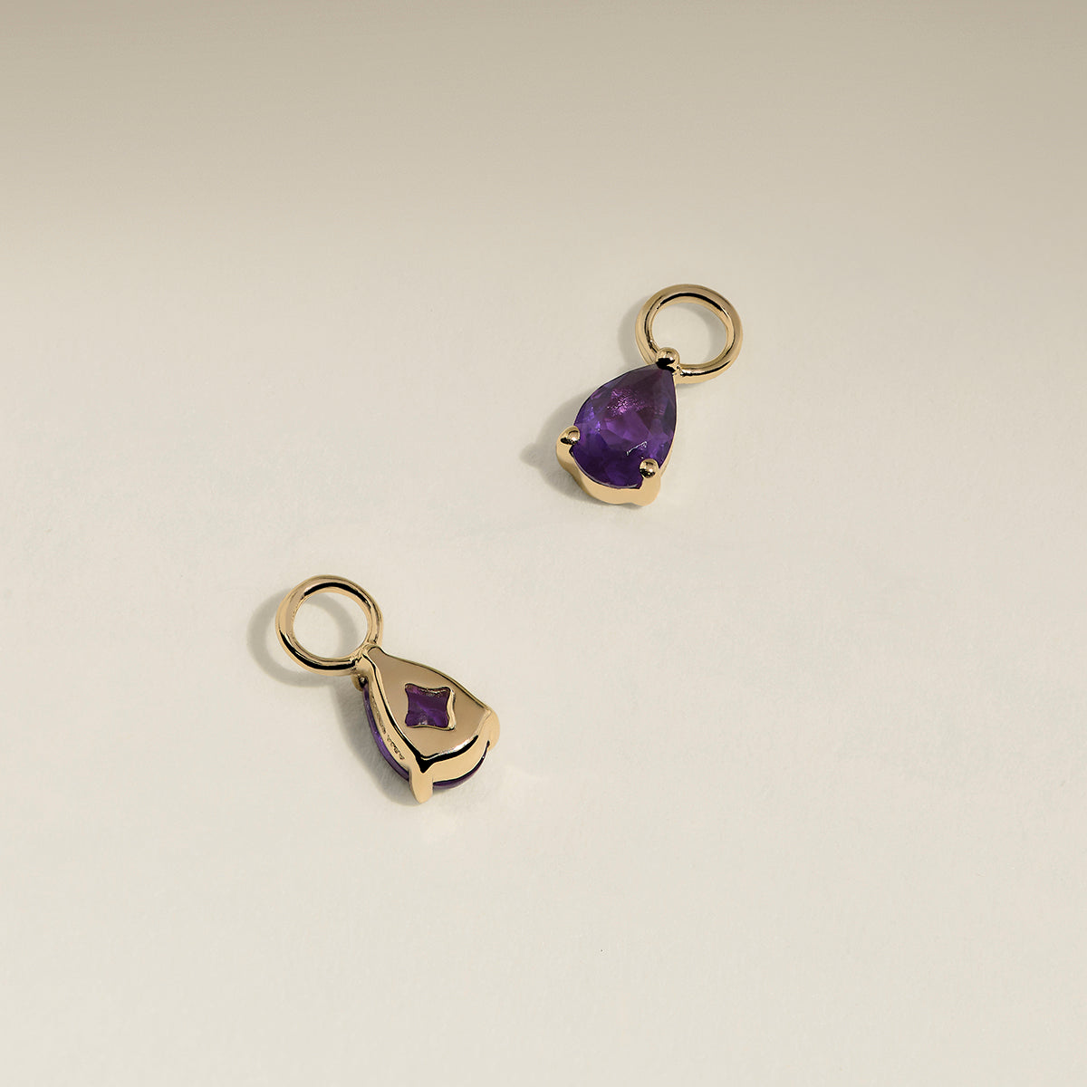 Amethyst February Earring Charm in Solid Gold-Astrid & Miyu