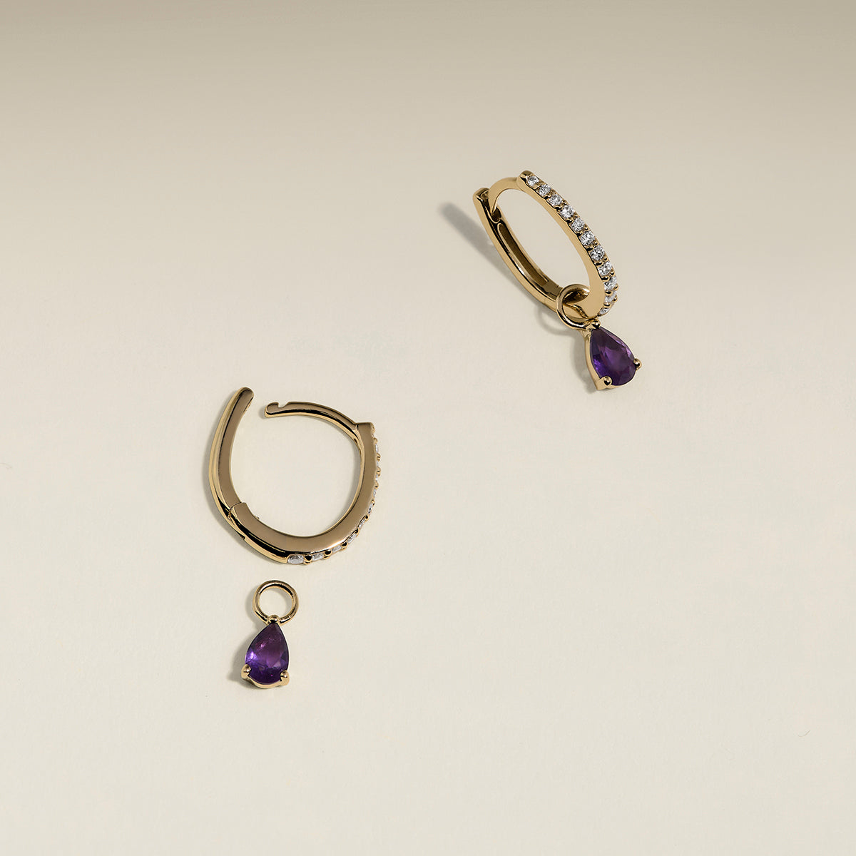 Amethyst February Earring Charm in Solid Gold-Astrid & Miyu