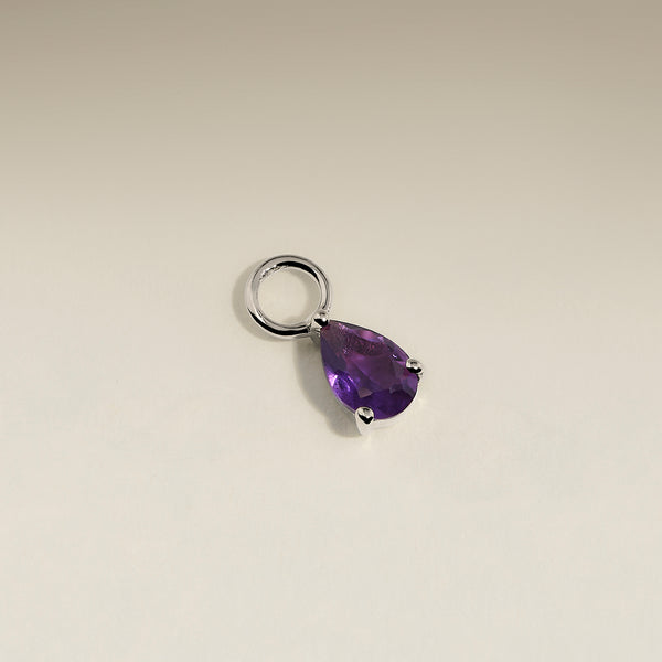 Amethyst February Earring Charm in Solid White Gold-Astrid & Miyu