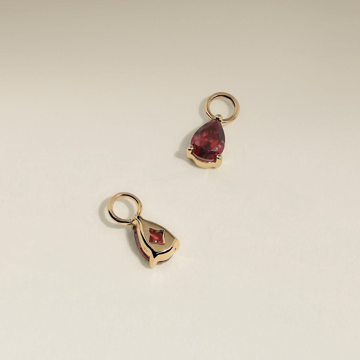Garnet January Earring Charm in Solid Gold-Astrid & Miyu