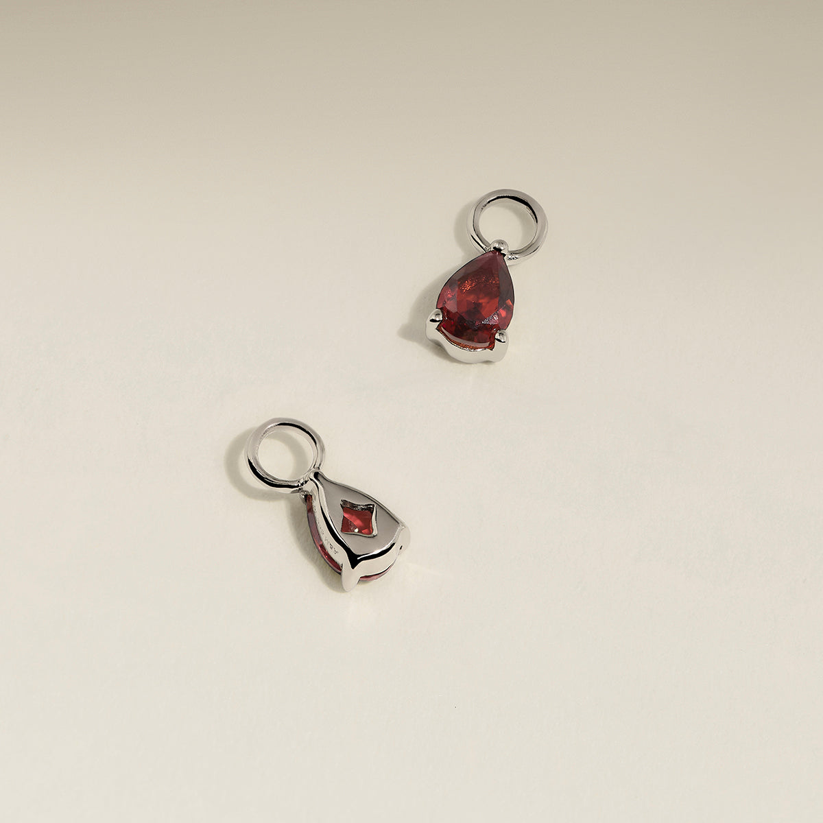 Garnet January Earring Charm in Solid White Gold-Astrid & Miyu