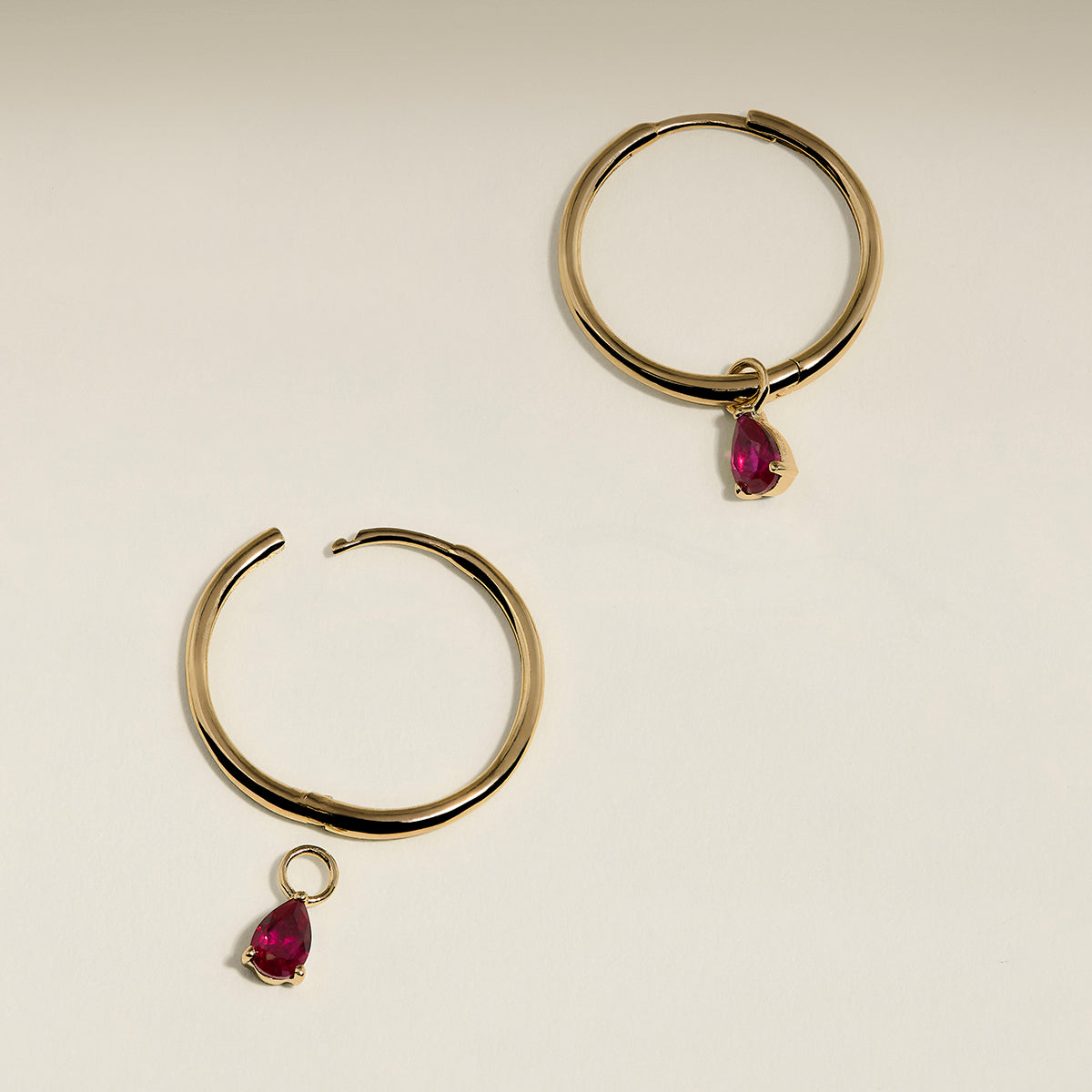 Ruby July Earring Charm in Solid Gold-Astrid & Miyu