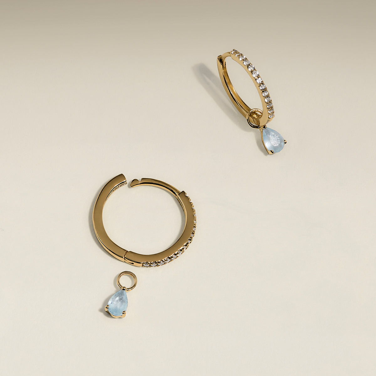 Aquamarine March Earring Charm in Solid Gold-Astrid & Miyu