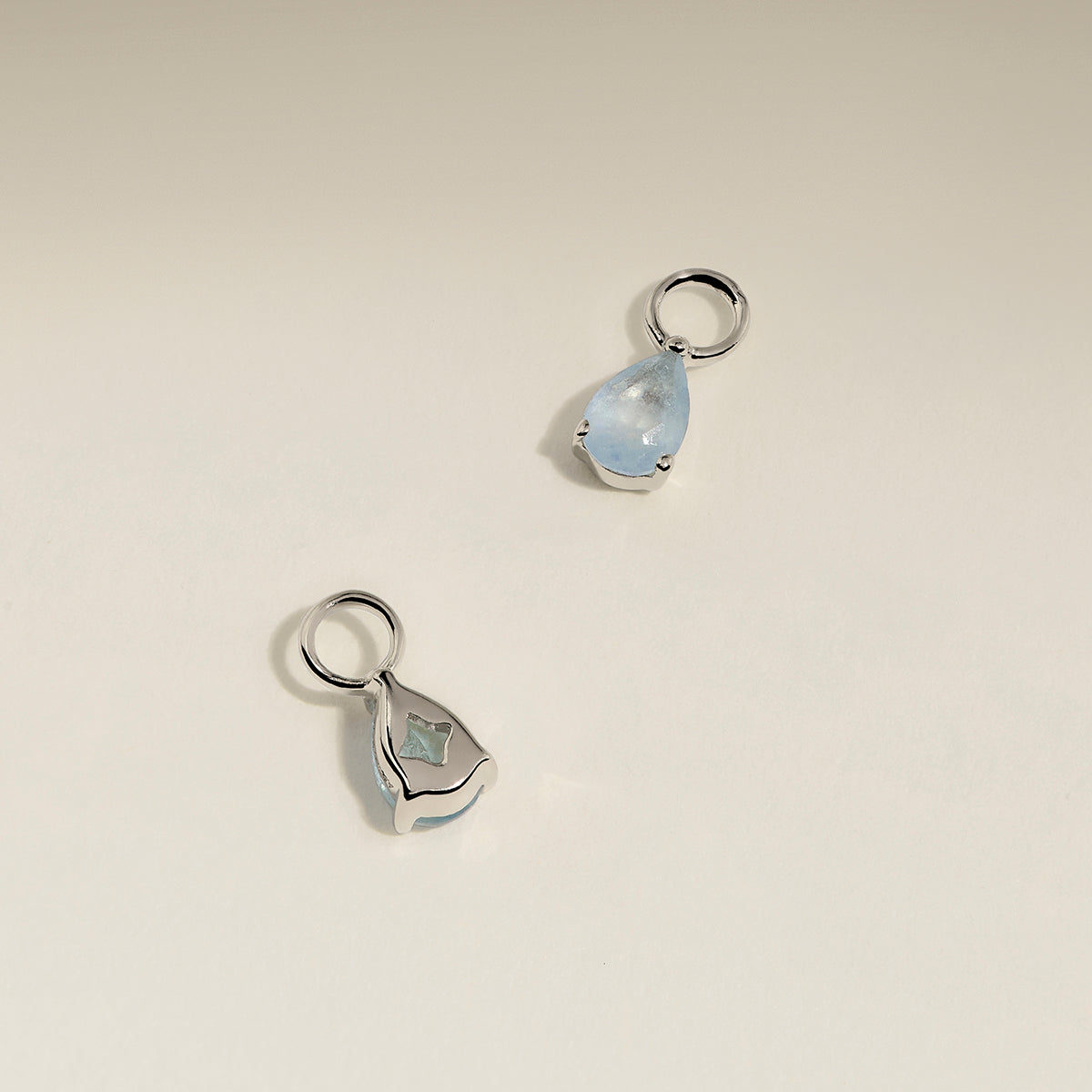 Aquamarine March Earring Charm in Solid White Gold-Astrid & Miyu