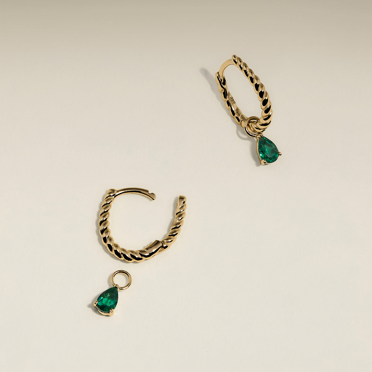 Emerald May Earring Charm in Solid Gold-Astrid & Miyu