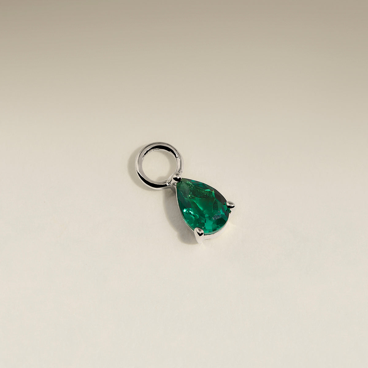 Emerald May Earring Charm in Solid White Gold-Astrid & Miyu