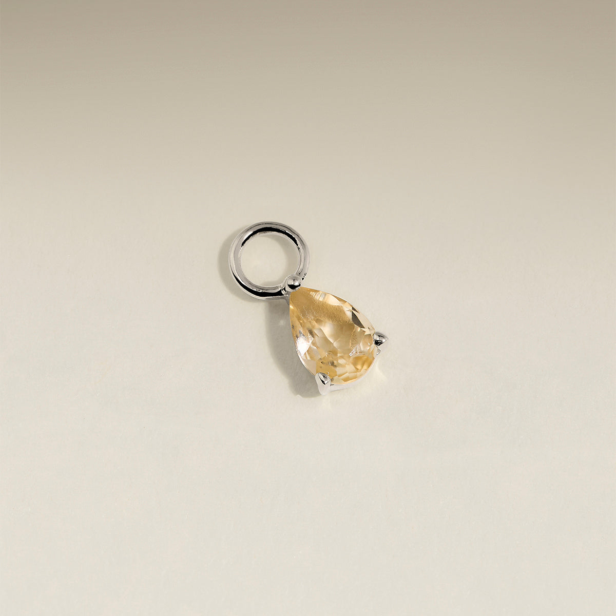 Citrine November Earring Charm in Solid White Gold-Astrid & Miyu