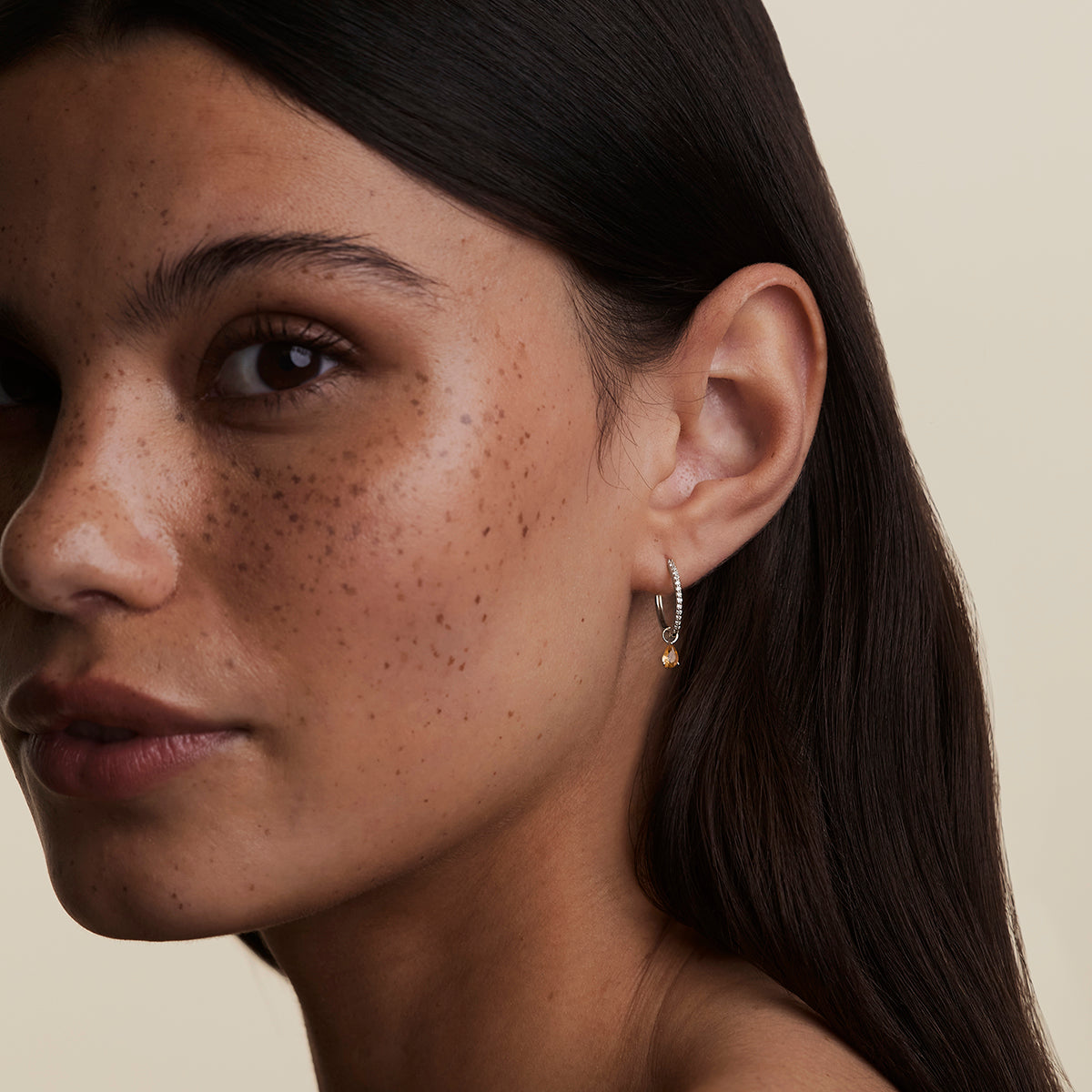 Citrine November Earring Charm in Solid White Gold-Astrid & Miyu