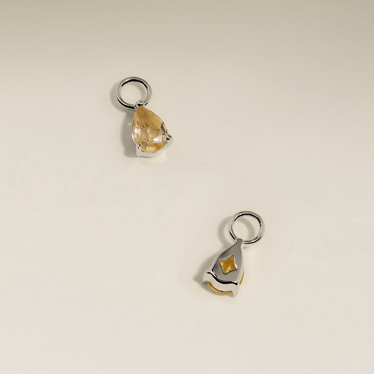 Citrine November Earring Charm in Solid White Gold-Astrid & Miyu